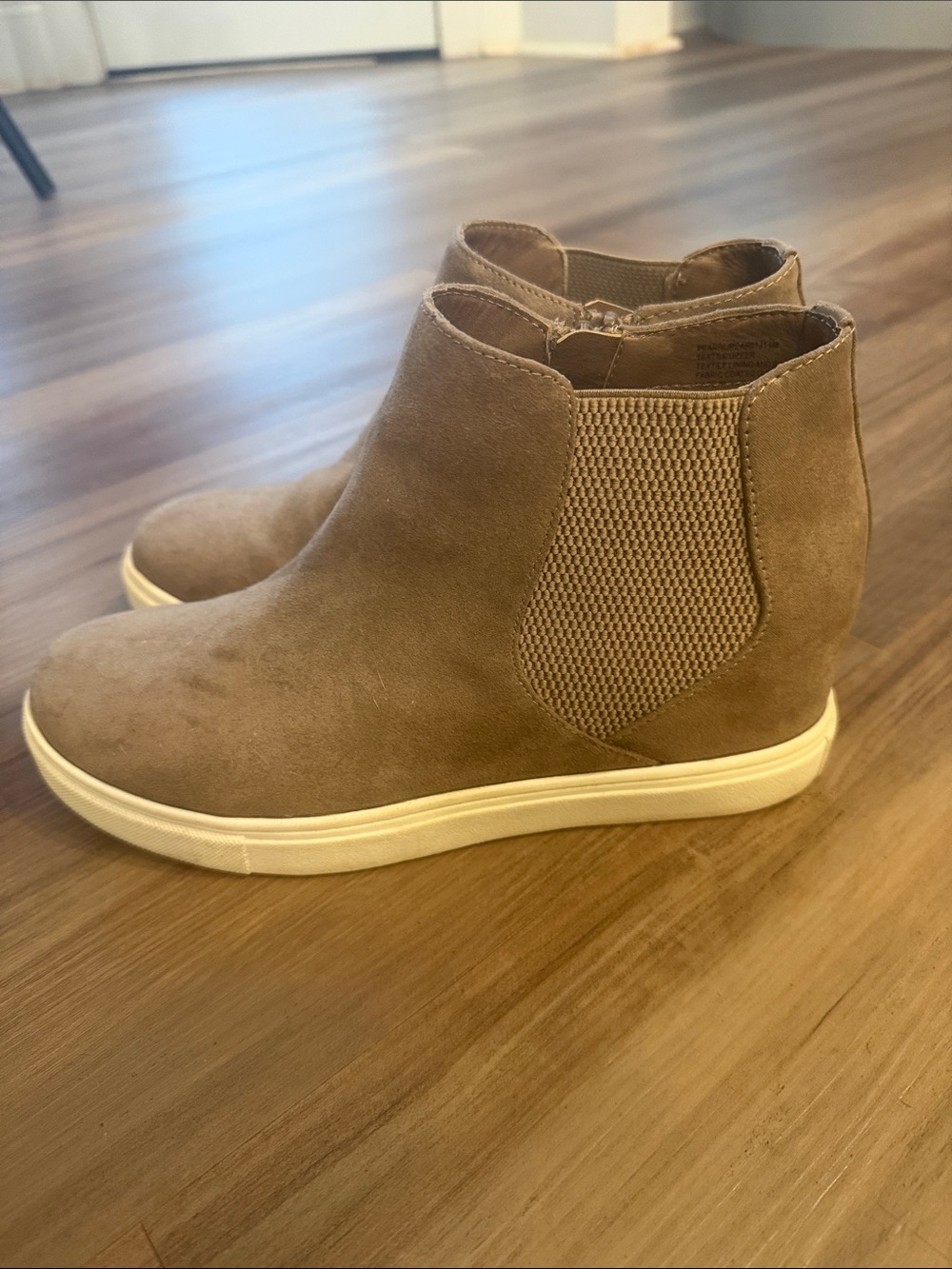 Madden Girl Taupe Suede Wedge Sneaker Boots